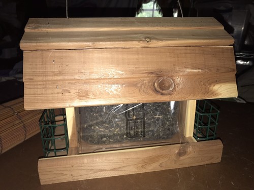 Cedar bird feeder 13in 8in - feeder,